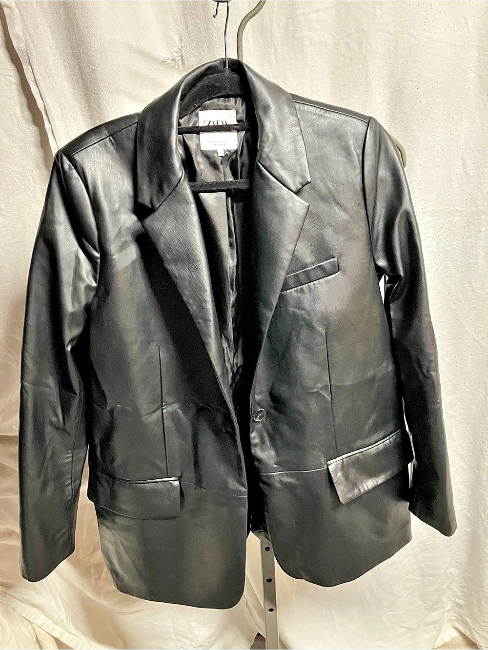 Zara Faux Leather Blazer Black Size Large
